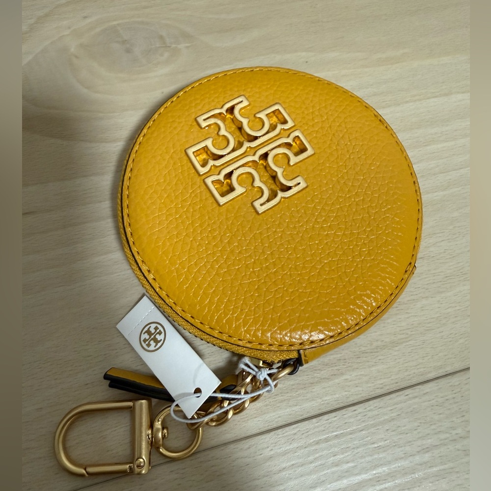 (NWT) Authentic Tory Burch Britten Coin Purse Key Fob yellow